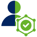 User icon with checkmark badge