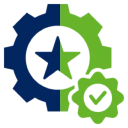 Checkmark in green gear icon