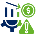 Money and warning symbols illustration